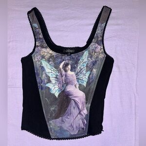 Dolls Kill Widow Enchanting Black and Lavender Fairy Crop Top